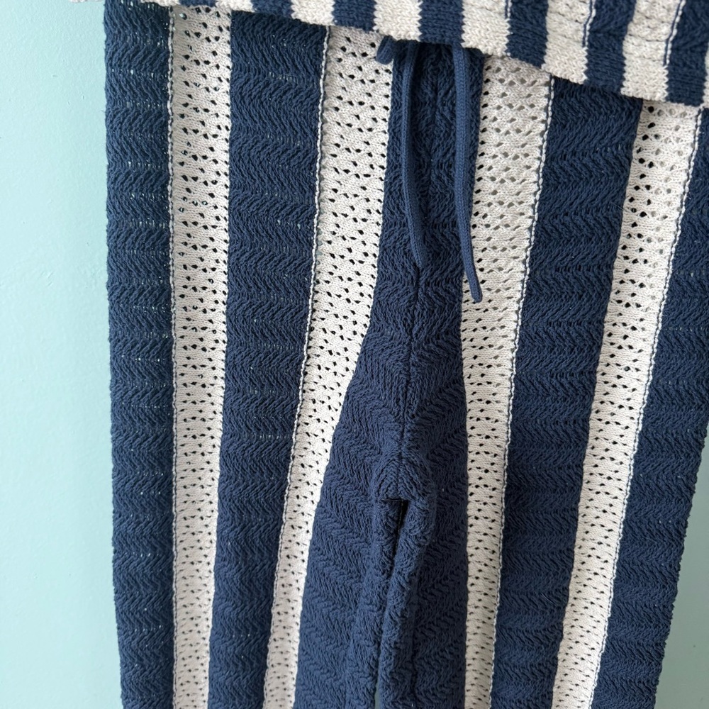 Free People Joan Fauxchet Crochet Set Size S One Shoulder Top Low Rise wide Leg - Picture 9 of 16